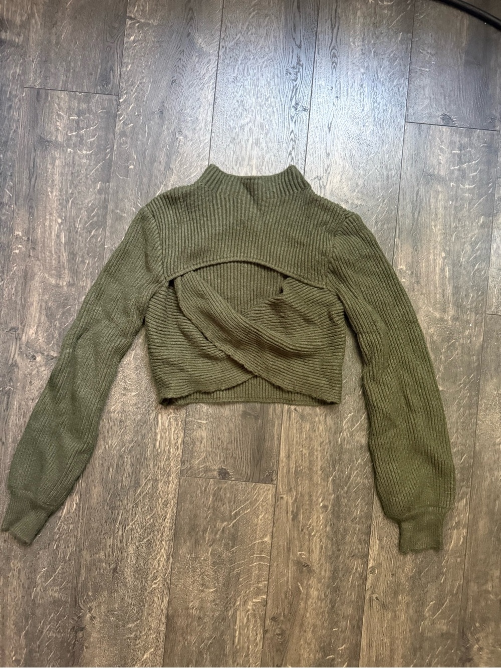 Womens Green Crop Top Sweater